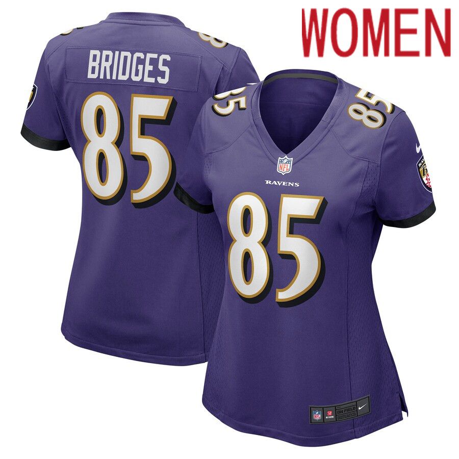 Women Baltimore Ravens #85 Shemar Bridges Nike Purple Player Game NFL Jersey->women nfl jersey->Women Jersey